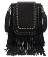 Trinity Ranch Floral Tooled Concealed Carry Crossbody Bag - Black