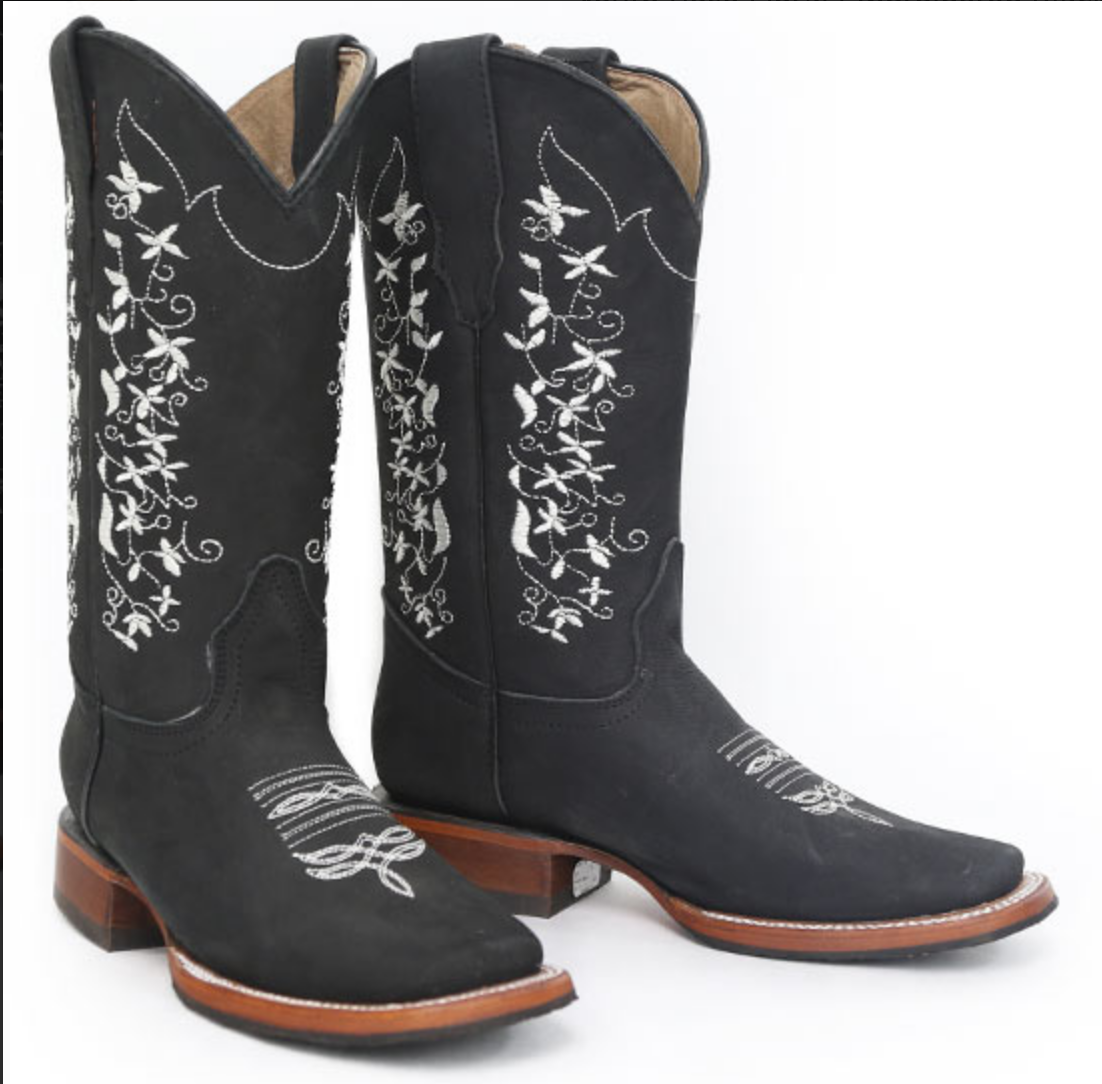 Classic Nobuck Leather Rodeo Cowboy Boots for Women 'El General' - ID: 40661